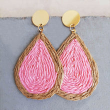 Load image into Gallery viewer, Raffia Grass Teardrop Earrings
