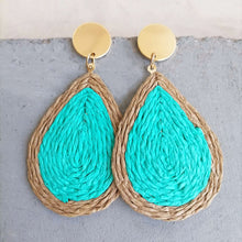 Load image into Gallery viewer, Raffia Grass Teardrop Earrings
